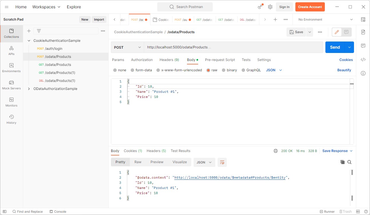 A Product is created, because the user has the Product.Create Scope